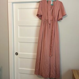 Baltic Born Sicily Satin Maxi Dress Blush - size XXL